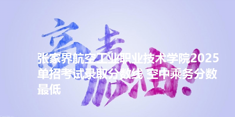 张家界航空工业职业技术学院2025单招考试录取分数线 空中乘务分数最低